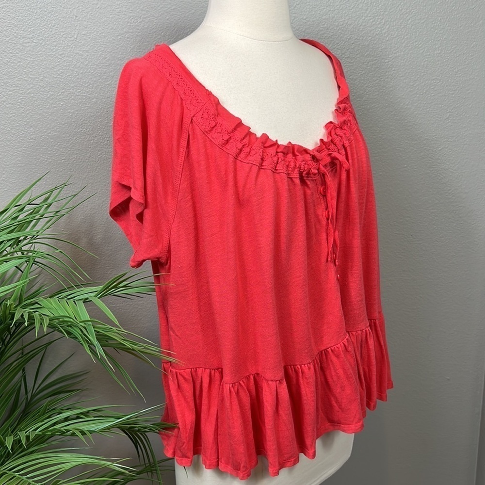 Free People Red Ruffled Top - Picture 4 of 9